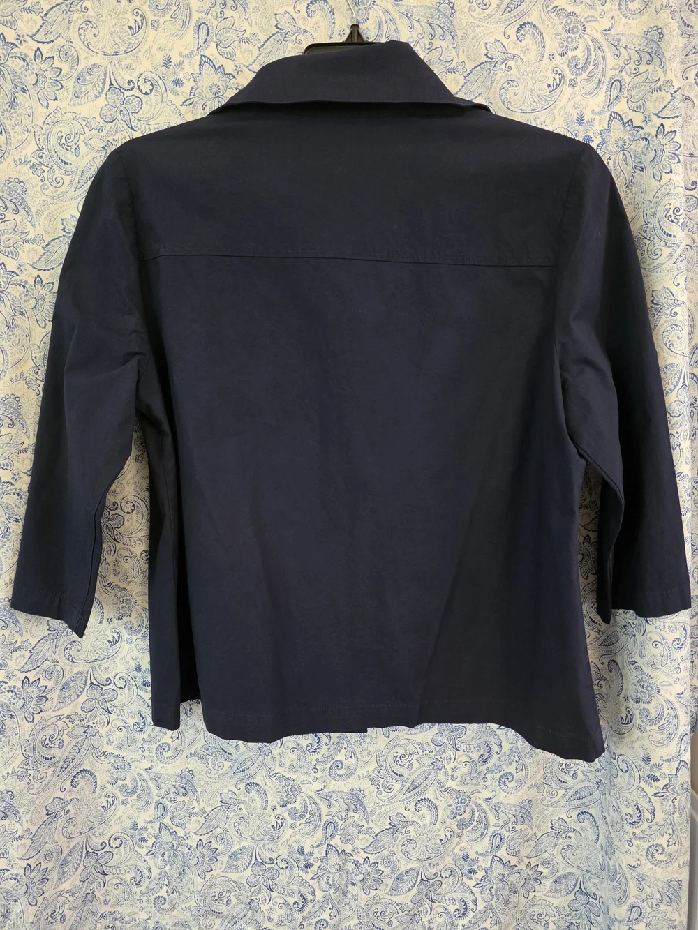 Chico's Cotton Navy Button-Front Utility Jacket-Size Large- NWT